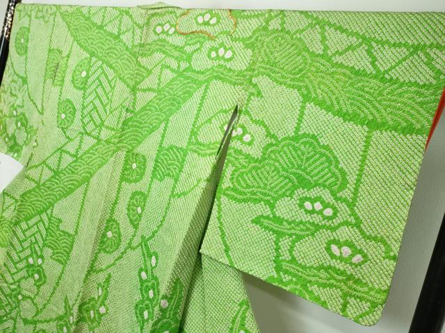平和屋着物●訪問着　総絞り　駒刺繍　松竹梅　正絹　逸品　DABI2372ud