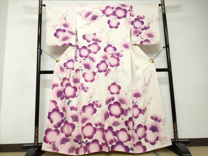平和屋着物●名門　藤娘きぬたや・総絞り　訪問着　枝梅文　正絹　逸品　DABI2374ud