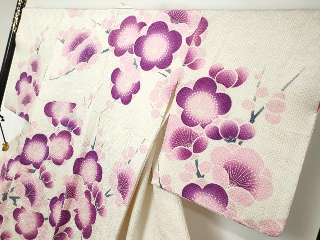 平和屋着物●名門　藤娘きぬたや・総絞り　訪問着　枝梅文　正絹　逸品　DABI2374ud