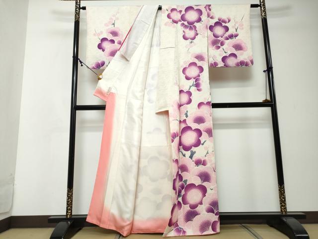 平和屋着物●名門　藤娘きぬたや・総絞り　訪問着　枝梅文　正絹　逸品　DABI2374ud