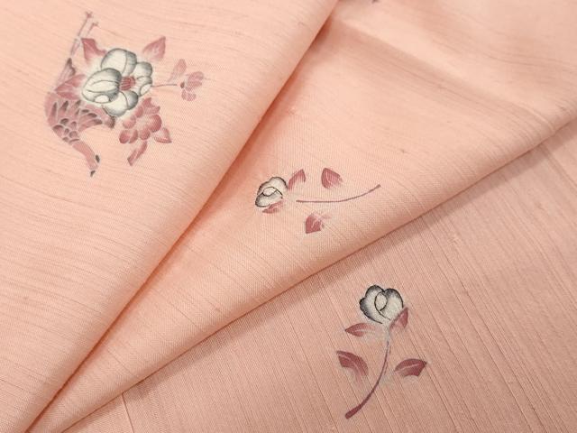 平和屋着物●上質な小紋　紬地　絞り　花鳥文　正絹　逸品　DABI2377ud