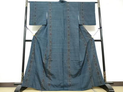 平和屋着物●銀座世きね　紬　幾何学間道　正絹　逸品　DABI2383ud