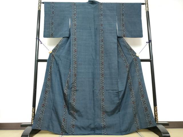 平和屋着物●銀座世きね　紬　幾何学間道　正絹　逸品　DABI2383ud