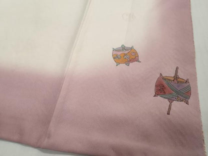 平和屋着物●名門　藤娘きぬたや・総絞り(杢目絞り)　小紋　雲取文　正絹　逸品　DABI2386ud