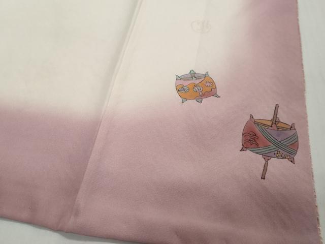 平和屋着物●名門　藤娘きぬたや・総絞り(杢目絞り)　小紋　雲取文　正絹　逸品　DABI2386ud