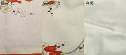 平和屋着物●小振袖　二尺袖　手描き　枝梅文　正絹　逸品　DABI2391ud