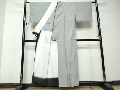 平和屋着物●本塩沢　背抜き仕立て　十字絣　正絹　逸品　DABI2392ud