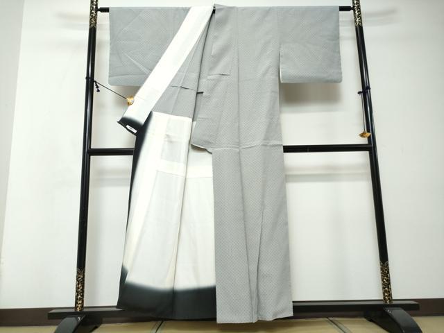 平和屋着物●本塩沢　背抜き仕立て　十字絣　正絹　逸品　DABI2392ud
