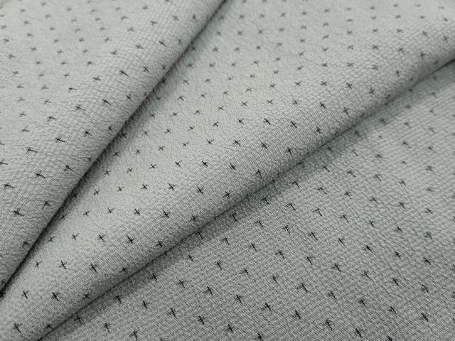 平和屋着物●本塩沢　背抜き仕立て　十字絣　正絹　逸品　DABI2392ud