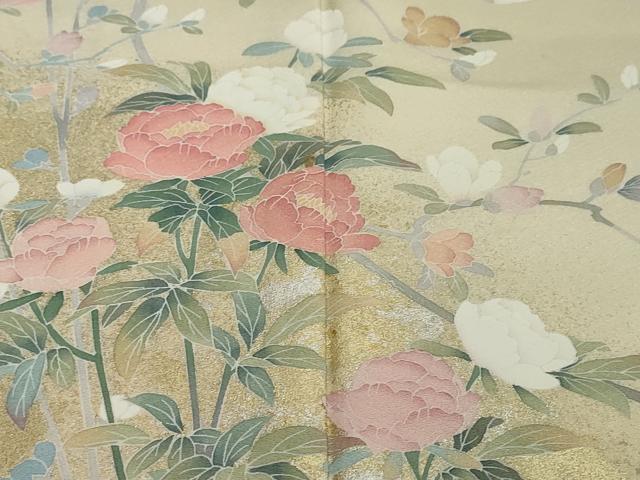 平和屋着物●十日町友禅作家　松雨　訪問着　草花文　暈し染め　金銀彩　正絹　逸品　DABI2393ud