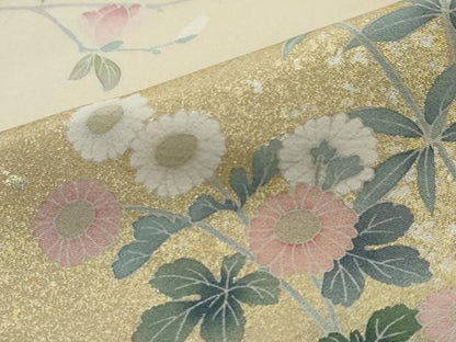 平和屋着物●十日町友禅作家　松雨　訪問着　草花文　暈し染め　金銀彩　正絹　逸品　DABI2393ud