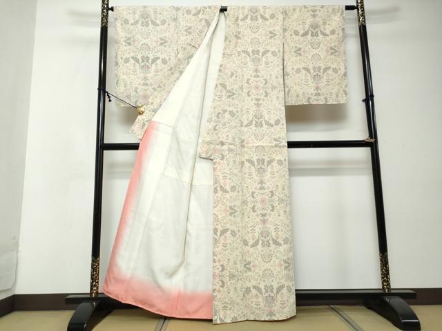 平和屋着物●本塩沢　洋花文　正絹　逸品　DABI2394ud