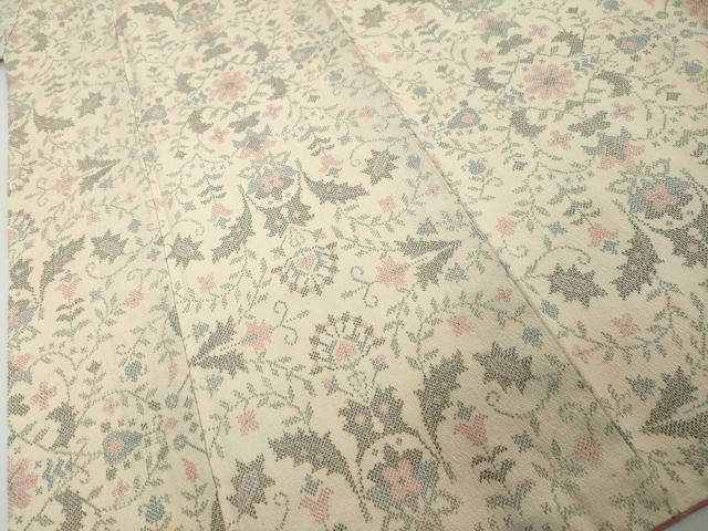 平和屋着物●本塩沢　洋花文　正絹　逸品　DABI2394ud