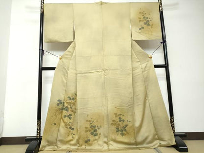 平和屋着物●訪問着　刺繍　蔦の葉文　暈し染め　正絹　逸品　DABI2408ud