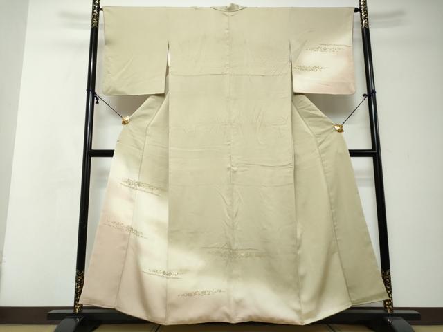 平和屋着物●訪問着　駒刺繍　箔散らし文　暈し染め　金銀彩　正絹　逸品　DABI2409ud