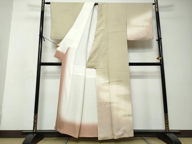 平和屋着物●訪問着　駒刺繍　箔散らし文　暈し染め　金銀彩　正絹　逸品　DABI2409ud