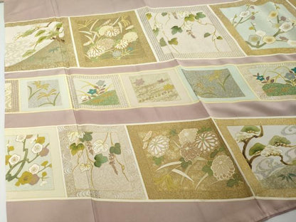 平和屋着物●豪華色留袖　駒刺繍　色紙草花文　金彩　健勝苑扱い　ロング丈　正絹　逸品　DABI2410ud