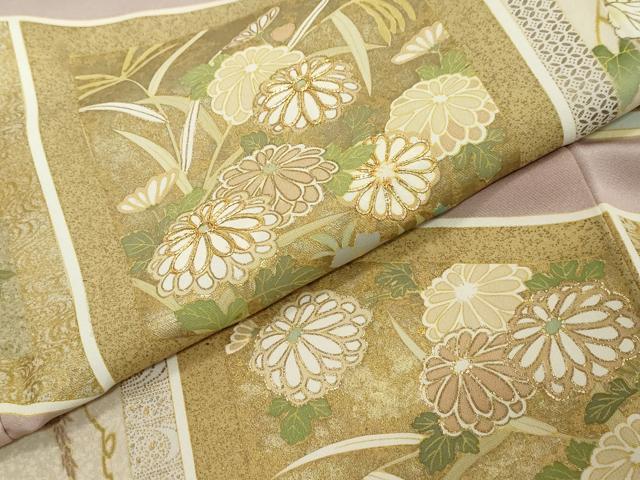 平和屋着物●豪華色留袖　駒刺繍　色紙草花文　金彩　健勝苑扱い　ロング丈　正絹　逸品　DABI2410ud