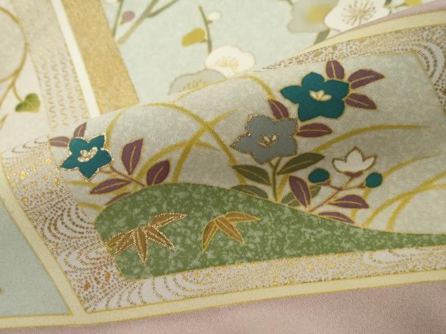 平和屋着物●豪華色留袖　駒刺繍　色紙草花文　金彩　健勝苑扱い　ロング丈　正絹　逸品　DABI2410ud