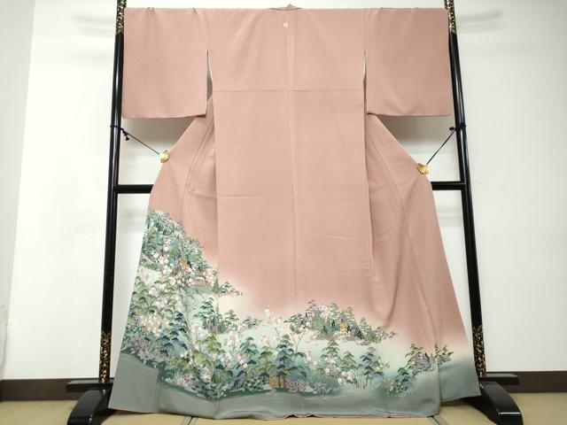 平和屋着物●京友禅作家　外池雅峰　色留袖　風景草花文　暈し染め　正絹　逸品　DABI2413ud