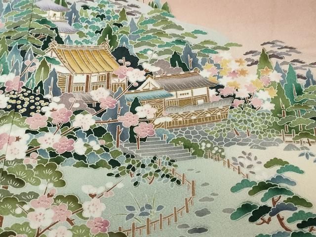 平和屋着物●京友禅作家　外池雅峰　色留袖　風景草花文　暈し染め　正絹　逸品　DABI2413ud