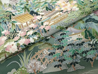平和屋着物●京友禅作家　外池雅峰　色留袖　風景草花文　暈し染め　正絹　逸品　DABI2413ud
