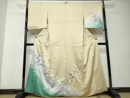 平和屋着物●訪問着　草花文　暈し染め　金彩　正絹　逸品　DABI2414ud
