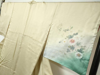 平和屋着物●訪問着　草花文　暈し染め　金彩　正絹　逸品　DABI2414ud