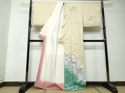 平和屋着物●訪問着　草花文　暈し染め　金彩　正絹　逸品　DABI2414ud