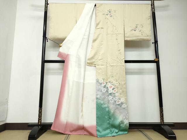 平和屋着物●訪問着　草花文　暈し染め　金彩　正絹　逸品　DABI2414ud