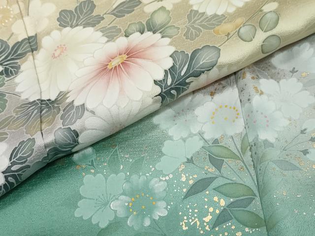 平和屋着物●訪問着　草花文　暈し染め　金彩　正絹　逸品　DABI2414ud