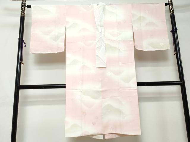 平和屋着物●長襦袢　無双仕立て　舞桜地紋　暈し染め　正絹　逸品　DABI2418ud