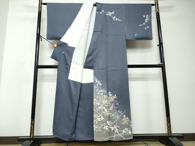 平和屋着物●訪問着　駒刺繍　流水草花籬文　暈し染め　金彩　そごう百貨店扱い　正絹　逸品　未使用　DABI2419ud