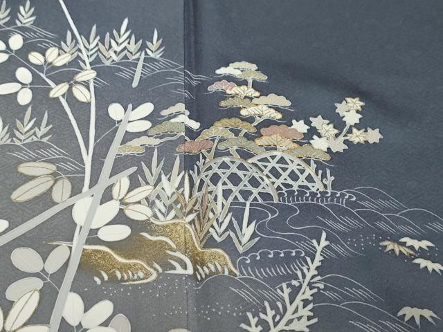 平和屋着物●訪問着　駒刺繍　流水草花籬文　暈し染め　金彩　そごう百貨店扱い　正絹　逸品　未使用　DABI2419ud