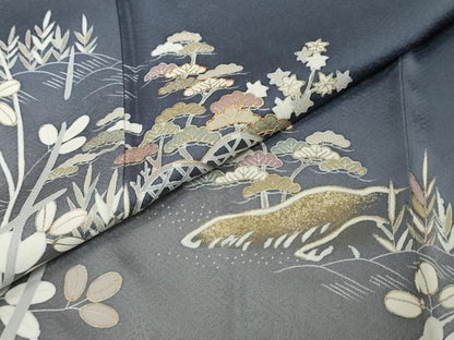 平和屋着物●訪問着　駒刺繍　流水草花籬文　暈し染め　金彩　そごう百貨店扱い　正絹　逸品　未使用　DABI2419ud