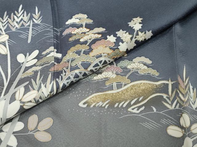 平和屋着物●訪問着　駒刺繍　流水草花籬文　暈し染め　金彩　そごう百貨店扱い　正絹　逸品　未使用　DABI2419ud