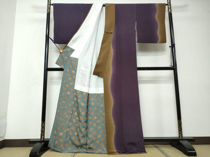平和屋着物●訪問着　霞文　暈し染め　鬼しぼ縮緬　正絹　逸品　DABI2420ud