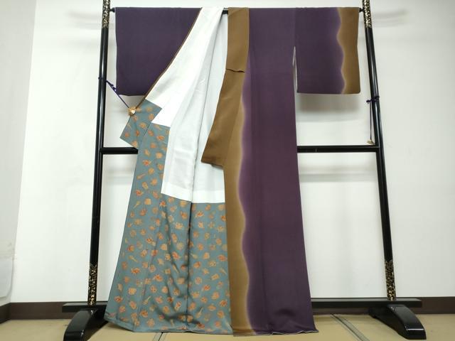 平和屋着物●訪問着　霞文　暈し染め　鬼しぼ縮緬　正絹　逸品　DABI2420ud