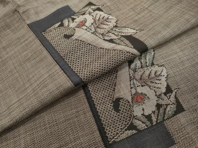 平和屋着物●本場大島紬　9マルキ　色紙重ね草花文　正絹　逸品　DABI2421ud
