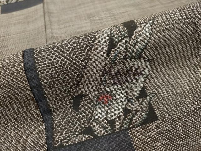 平和屋着物●本場大島紬　9マルキ　色紙重ね草花文　正絹　逸品　DABI2421ud