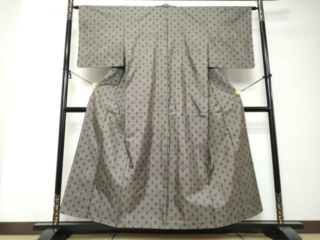 平和屋着物●本場大島紬　9マルキ　麻の葉文様　正絹　逸品　未使用　DABI2423ud