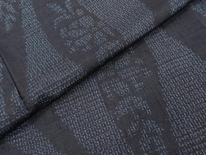 平和屋着物●結城紬　80亀甲　立涌草花文　正絹　逸品　DABI2427ud