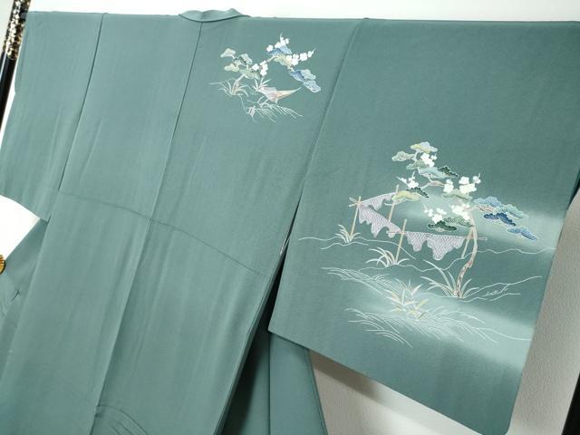 平和屋着物●訪問着　友禅　流水渡橋風景文　暈し染め　正絹　逸品　DABI2428ud