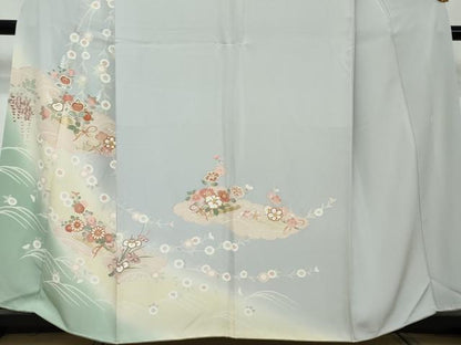 平和屋着物●十日町老舗ブランド　吉澤友禅　吾妻徳穂　訪問着　駒刺繍　草花文　暈し染め　金彩　やまと誂製　正絹　逸品　DABI2430ud