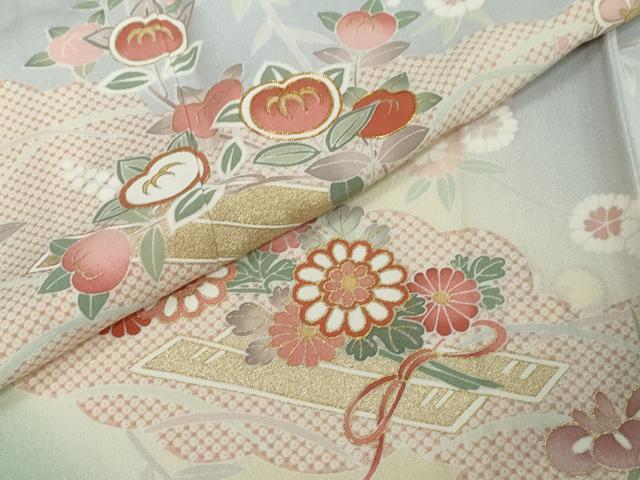 平和屋着物●十日町老舗ブランド　吉澤友禅　吾妻徳穂　訪問着　駒刺繍　草花文　暈し染め　金彩　やまと誂製　正絹　逸品　DABI2430ud