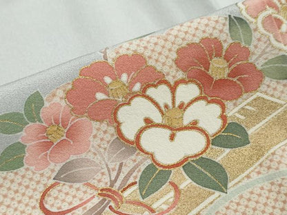 平和屋着物●十日町老舗ブランド　吉澤友禅　吾妻徳穂　訪問着　駒刺繍　草花文　暈し染め　金彩　やまと誂製　正絹　逸品　DABI2430ud