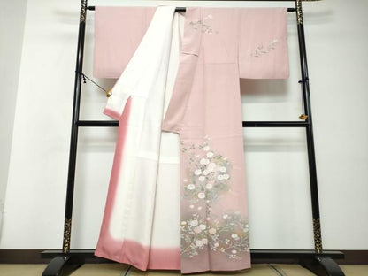 平和屋着物●訪問着　友禅　作家物　草花文　暈し染め　正絹　逸品　DABI2434ud