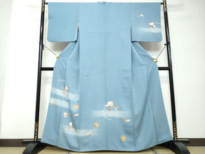 平和屋着物●訪問着　駒刺繍　雪輪草花文　暈し染め　金彩　鈴乃屋扱い　正絹　逸品　DABI2435ud