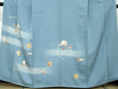 平和屋着物●訪問着　駒刺繍　雪輪草花文　暈し染め　金彩　鈴乃屋扱い　正絹　逸品　DABI2435ud