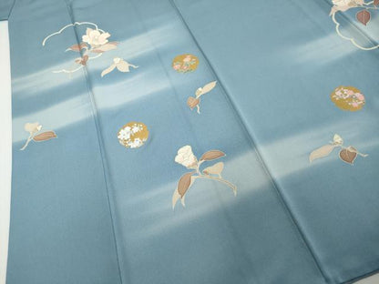 平和屋着物●訪問着　駒刺繍　雪輪草花文　暈し染め　金彩　鈴乃屋扱い　正絹　逸品　DABI2435ud
